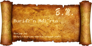Burián Márta névjegykártya
